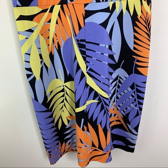 Moda International V-Neck Vivid Colorful Tropical Sleeveless Dress Sz 8 - Picture 8 of 9